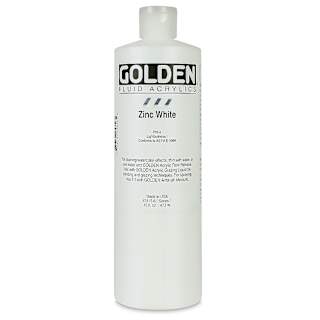 Golden Fluid Acrylics - Zinc White, 16 oz bottle