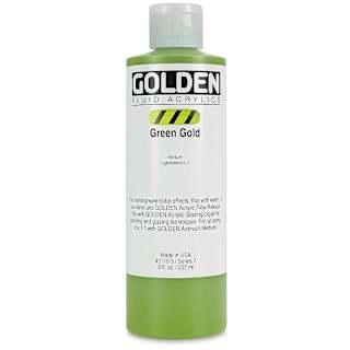Golden Fluid Acrylics - Green Gold, 8 oz bottle