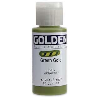Golden Fluid Acrylics - Green Gold, 1 oz bottle