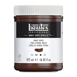 Liquitex Heavy Body Artist Acrylics - Burnt Umber, 16 oz Jar