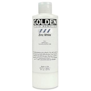 Golden Fluid Acrylics - Zinc White, 8 oz bottle