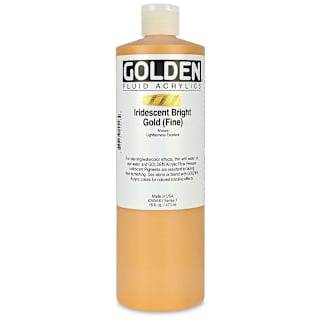 Golden Fluid Acrylics - Iridescent Bright Gold (Fine), 16 oz bottle