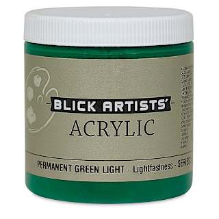 Blick Artists' Acrylic - Permanent Green Light, 8 oz jar