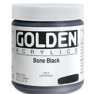 Golden Heavy Body Artist Acrylics - Bone Black, 8 oz Jar