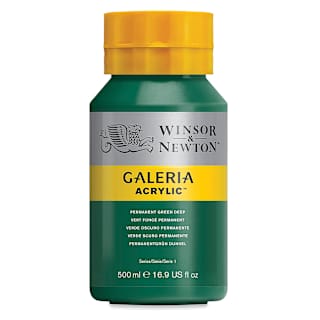 Winsor & Newton Galeria Flow Acrylics - Permanent Green Deep, 500 ml tube