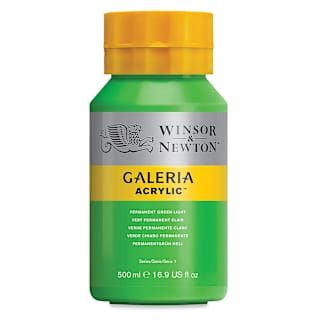 Winsor & Newton Galeria Flow Acrylics - Permanent Green Light, 500 ml tube