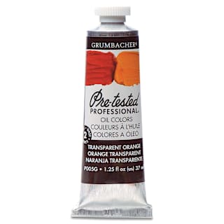 Grumbacher Pre-Tested Artists' Oil Color - Transparent Orange, 1.25 oz tube
