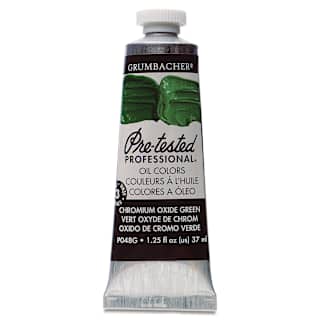 Grumbacher Pre-Tested Artists' Oil Color - Chromium Oxide Green, 1.25 oz tube