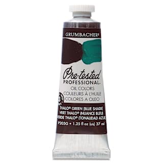 Grumbacher Pre-Tested Artists' Oil Color - Thalo Green (Blue Shade), 1.25 oz tube