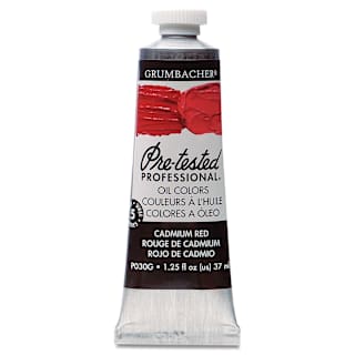Grumbacher Pre-Tested Artists' Oil Color - Cadmium Red, 1.25 oz tube