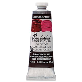 Grumbacher Pre-Tested Artists' Oil Color - Quinacridone Red, 1.25 oz tube