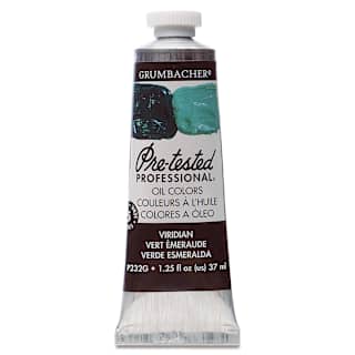 Grumbacher Pre-Tested Artists' Oil Color - Viridian, 1.25 oz tube