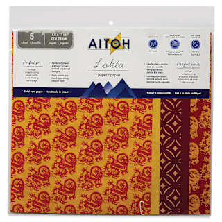 Aitoh Decorative Lokta Paper Pack - Dragons, 8-1/2" x 11", Pkg of 5