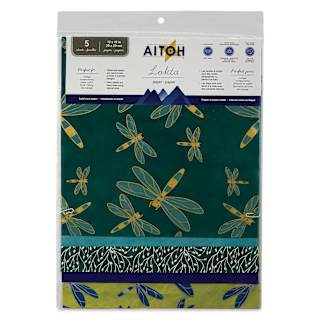 Aitoh Decorative Lokta Paper Pack - Dragonflies, 12" x 12", Pkg of 5