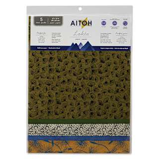Aitoh Decorative Lokta Paper Pack - Leaves and Seeds, 12" x 12", Pkg of 5