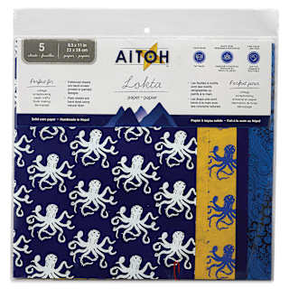 Aitoh Decorative Lokta Paper Pack - Octopi, 8-1/2" x 11", Pkg of 5