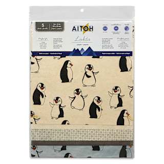 Aitoh Decorative Lokta Paper Pack - Penguins, 12" x 12", Pkg of 5