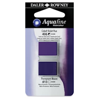 Daler-Rowney Aquafine Watercolors - Set of 2, Cobalt Violet Hue and Permanent Mauve, Half Pan