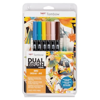 Tombow Dual Brush Manga Illustration Pens - Bird, Kit of 10