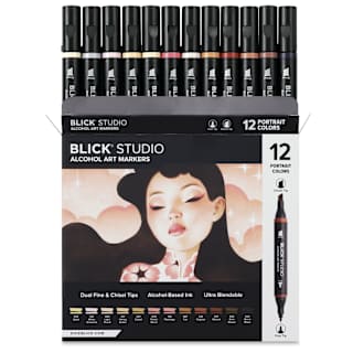 Blick Studio Double-Ended Alcohol Art Markers - Set of 12, Portrait Colors