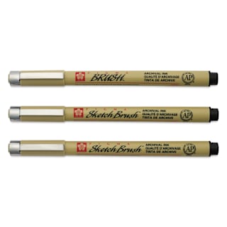 Sakura Pigma Brush and Sketch Brush Pens - Set of 3, Black