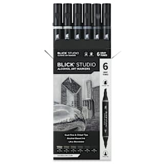 Blick Studio Double-Ended Alcohol Art Markers - Set of 6, Gray Tones