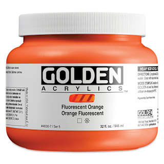 Golden Heavy Body Artist Acrylics - Fluorescent Orange, 32 oz Jar