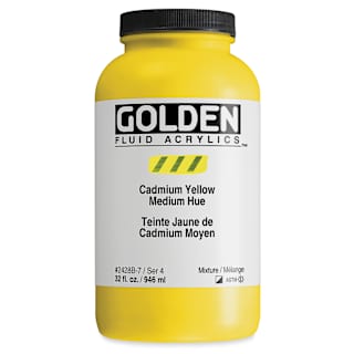 Golden Fluid Acrylic - Cadmium Yellow Medium Hue, 32 oz bottle