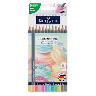 Faber Castell Goldfaber Aqua Watercolor Pencils - Set of 12, Pastel Colors