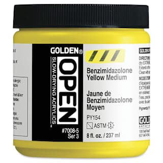 Golden Open Acrylics - Benzimidazolone Yellow Medium, 8 oz Jar