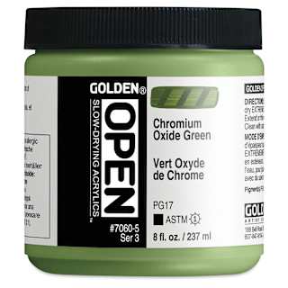 Golden Open Acrylics - Chromium Oxide Green, 8 oz Jar