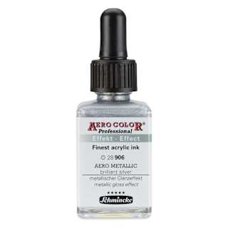 Schmincke Aero Color Professional Airbrush Color - 28 ml, Aero Metallic Brilliant Silver