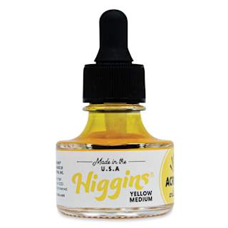Higgins Acrylic Ink - Yellow Medium, 1 oz