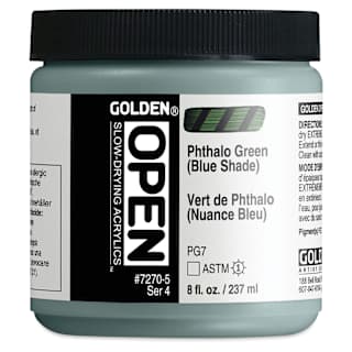 Golden Open Acrylics - Phthalo Green (Blue Shade), 8 oz Jar