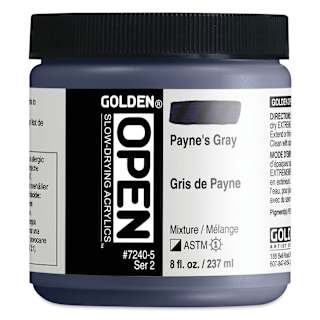 Golden Open Acrylics - Paynes Gray, 8 oz Jar