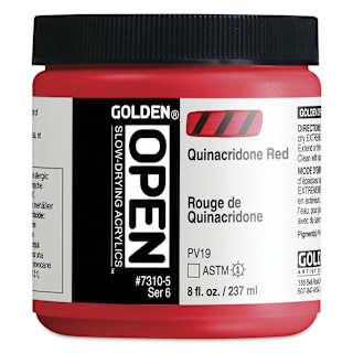 Golden Open Acrylics - Quinacridone Red, 8 oz Jar