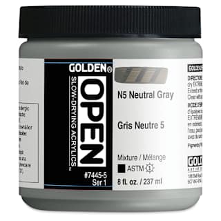 Golden Open Acrylics - Neutral Gray N5, 8 oz Jar