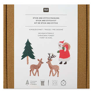 Rico Design Stick and Stitch Embroidery Kit - Pkg of 12, Christmas Forest