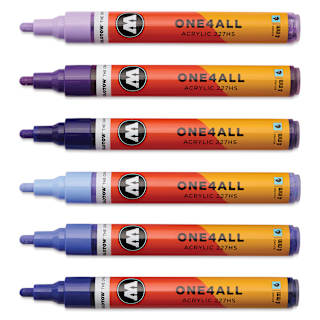 Molotow One4All Acrylic Markers - Set of 6, Violet Colors, 4 mm