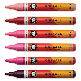 Molotow One4All Acrylic Markers - Set of 6, Pink Colors, 4 mm