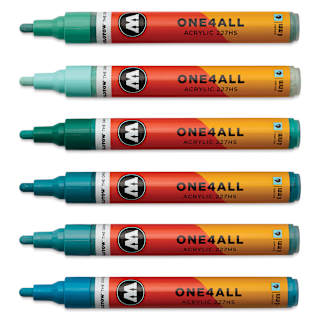 Molotow One4All Acrylic Markers - Set of 6, Tropical Colors, 4 mm