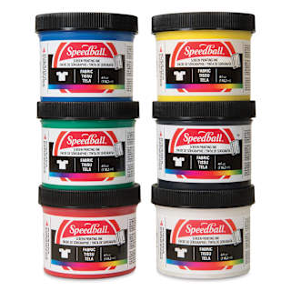 Speedball Fabric Screen Printing Ink - Starter Set, Set of 6, 4 oz, Jars