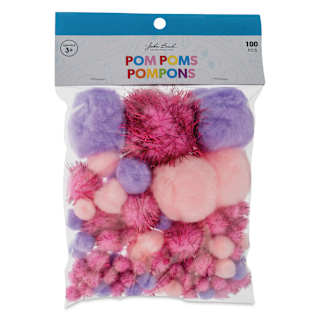 John Bead Pom Poms Assorted Mix - Pkg of 100, Princess Mix