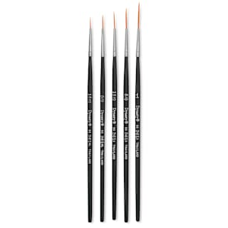 Dynasty Finest Golden Synthetic Brushes - Liner, Short Handle, Set of 5