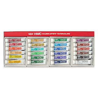 Holbein Artists' Watercolors - Set of 24, Assorted Colors, 5 ml Tubes