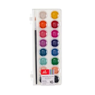 Hello Artist Watercolor Cakes with Brush, Pastel Set of 16