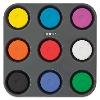Blick Essentials Tempera Cakes - Set of 9 with Tray, Large, Assorted Colors