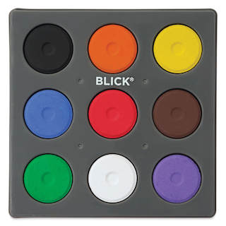 Blick Essentials Tempera Cakes - Set of 9 with Tray, Small, Classic Colors