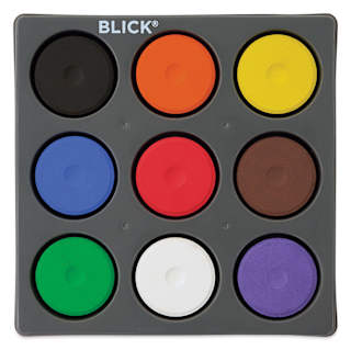 Blick Essentials Tempera Cakes - Set of 9 with Tray, Medium, Classic Colors