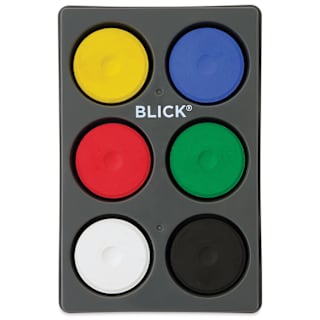 Blick Essentials Tempera Cakes - Set of 6 with Tray, Medium, Primary Colors